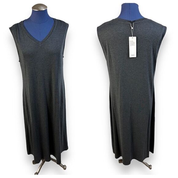 Eileen Fisher The System Stretch Jersey Knit V-Neck Tank Dress Size Medium - Picture 1 of 6